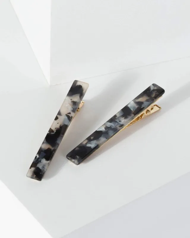 Multi Colour Rectangle 2 Pack Hair Clips sold by Collete Hayman