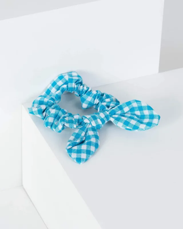 Blue Small Checkered Fabric Scrunchie sold by Collete Hayman