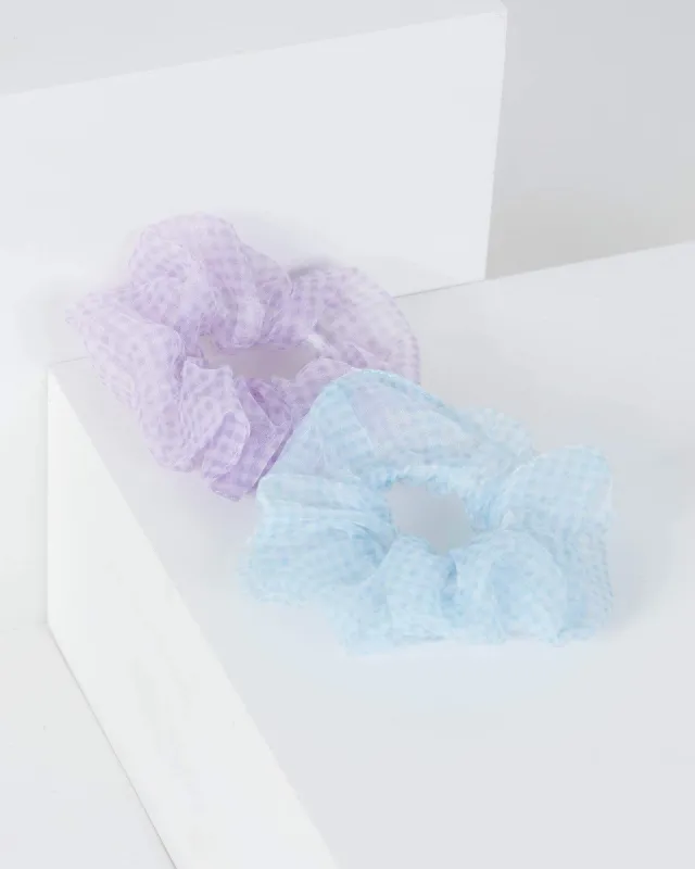 Multi Colour 2 Pack Checkered Organza Scrunchies sold by Collete Hayman