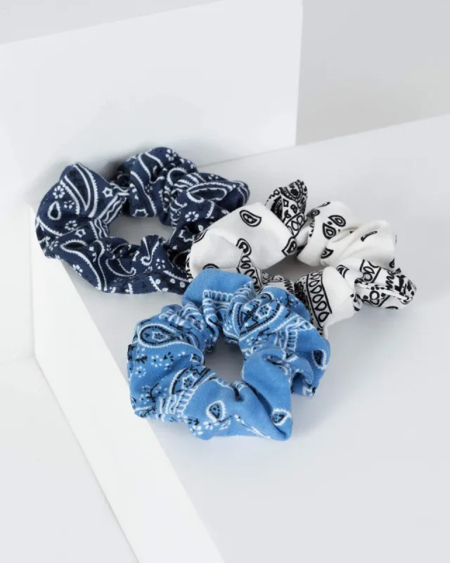 Multi Colour 3 Pack Soft Paisely Print Scrunchies sold by Collete Hayman