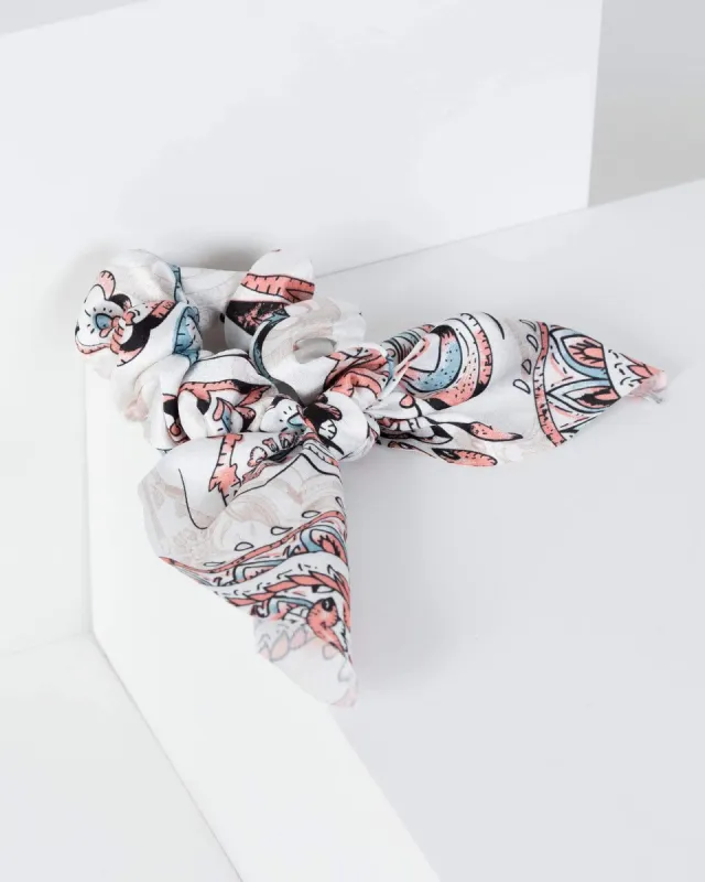 Multi Colour Small Paisely Print Scarf Scrunchie sold by Collete Hayman