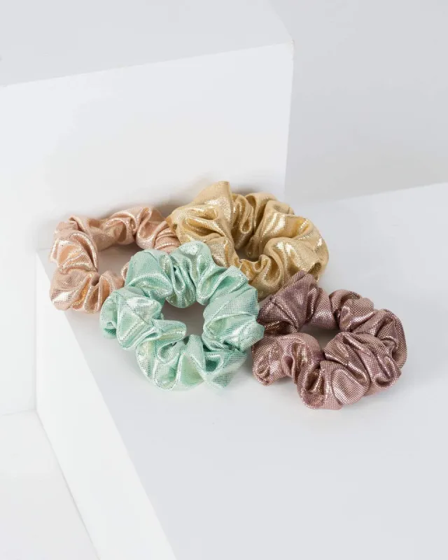 Multi Colour 4 Pack Small Metallic Fabric Scrunchies sold by Collete Hayman