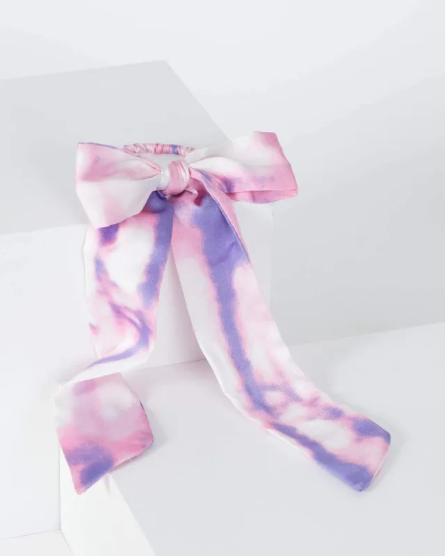Multi Colour Tie Dye Detail Scarf Hair Tie sold by Collete Hayman