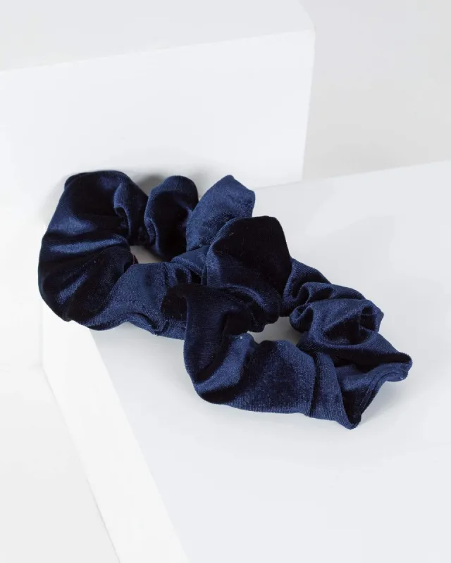 Navy Blue Large Velvet Scrunchie 2 Pack sold by Collete Hayman