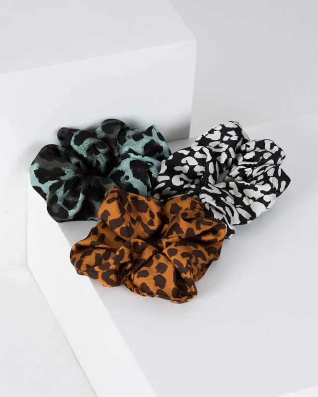 Multi Colour 3 Pack Large Leopard Print Scrunchies sold by Collete Hayman