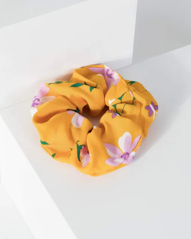 Light Floral On Yellow Print Scrunchie sold by Collete Hayman