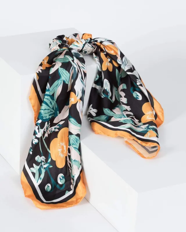 Multi Colour Large Bold Floral Scarf Scrunchie sold by Collete Hayman