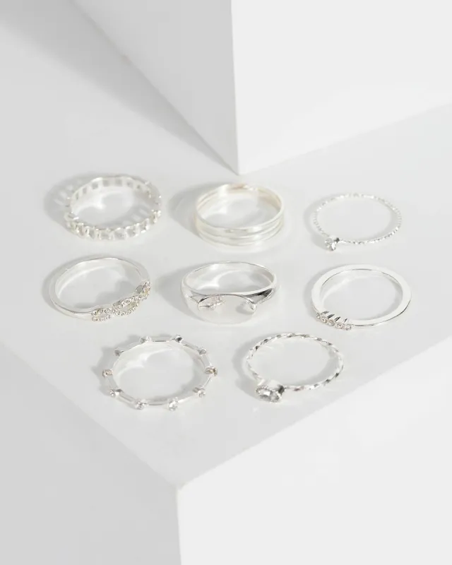 Fine Diamante Band Silver Ring 8 Pack sold by Collete Hayman