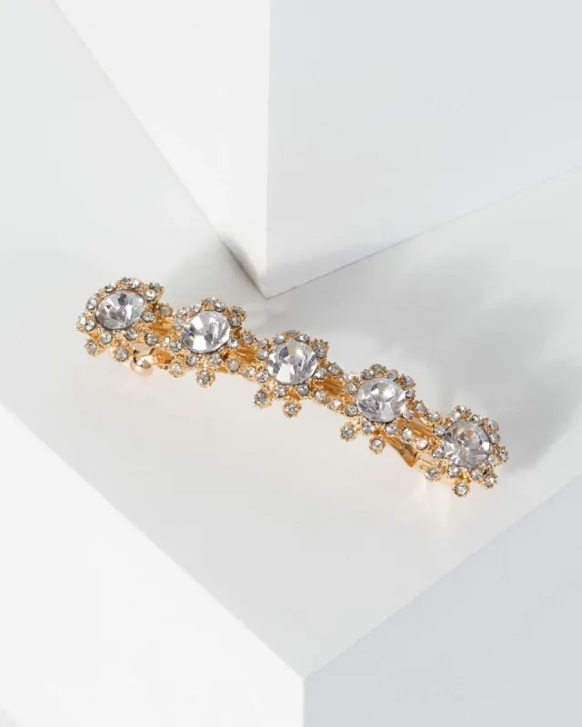 Gold Multi Round Stone Statement Hair Clip sold by Collete Hayman