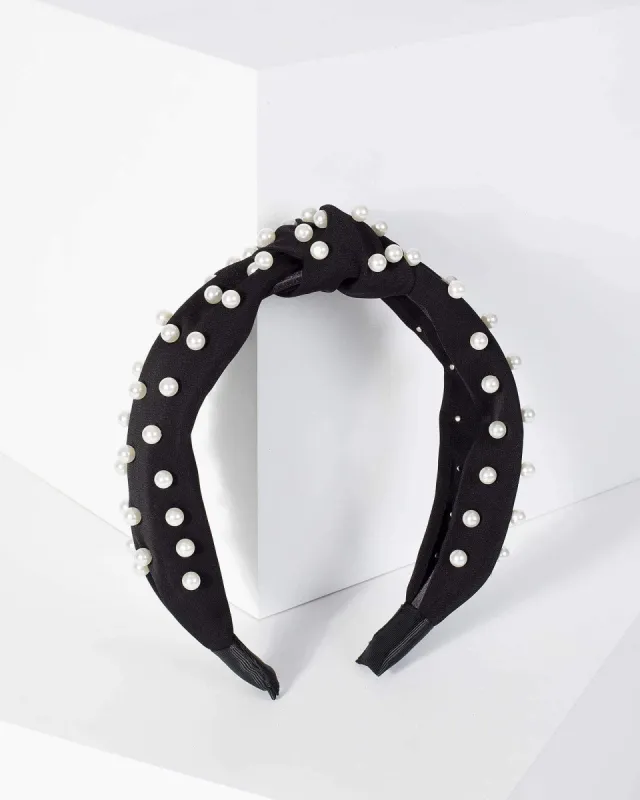 Black Knotted Pearl Headband sold by Collete Hayman