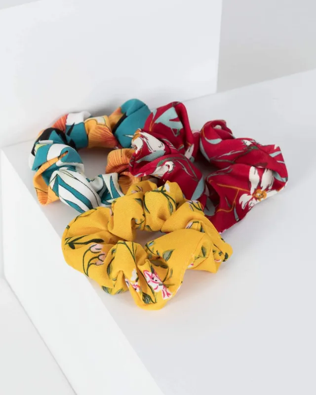 Multi Colour 3 Pack Tropical Printed Scrunchies sold by Collete Hayman