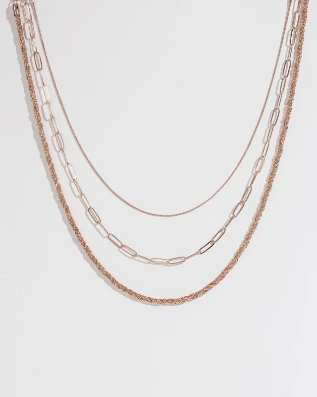 Rose Gold Bike Chain Layered Necklace sold by Collete Hayman