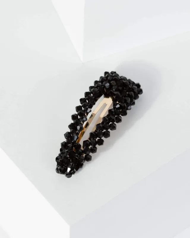 Black Large Beaded Crystal Hair Clip sold by Collete Hayman