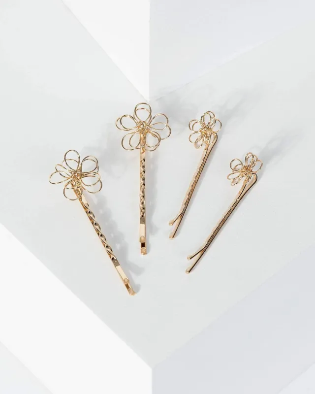 Multi Colour 4 Pack Wired Metal Flower Hair Slides sold by Collete Hayman