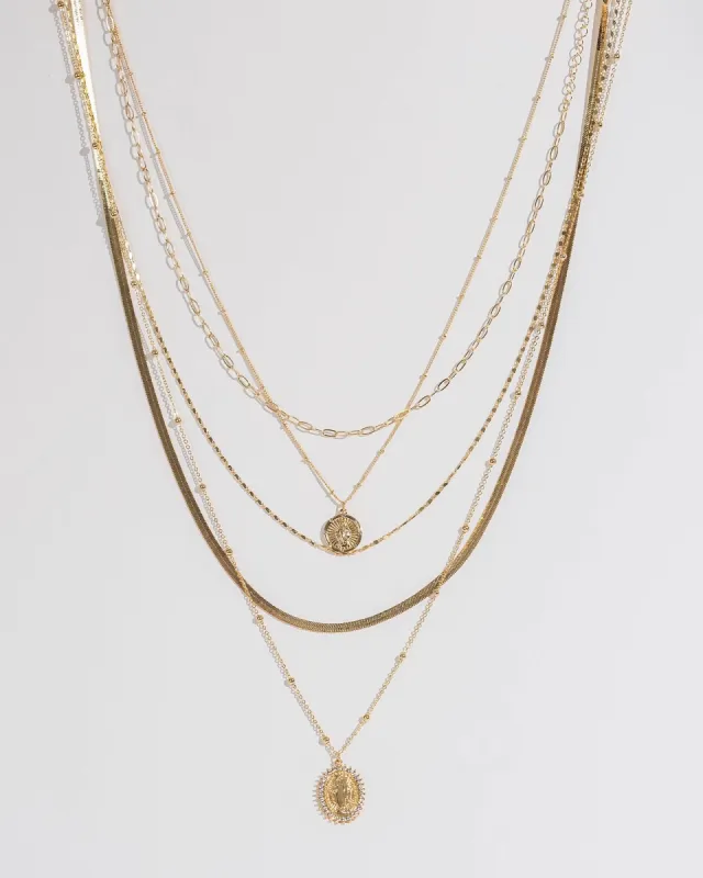 Gold Multi Layered Pendant Necklace sold by Collete Hayman