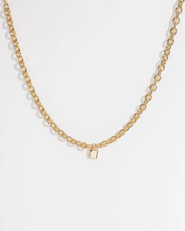Gold Padlock Rolo Chain Necklace sold by Collete Hayman