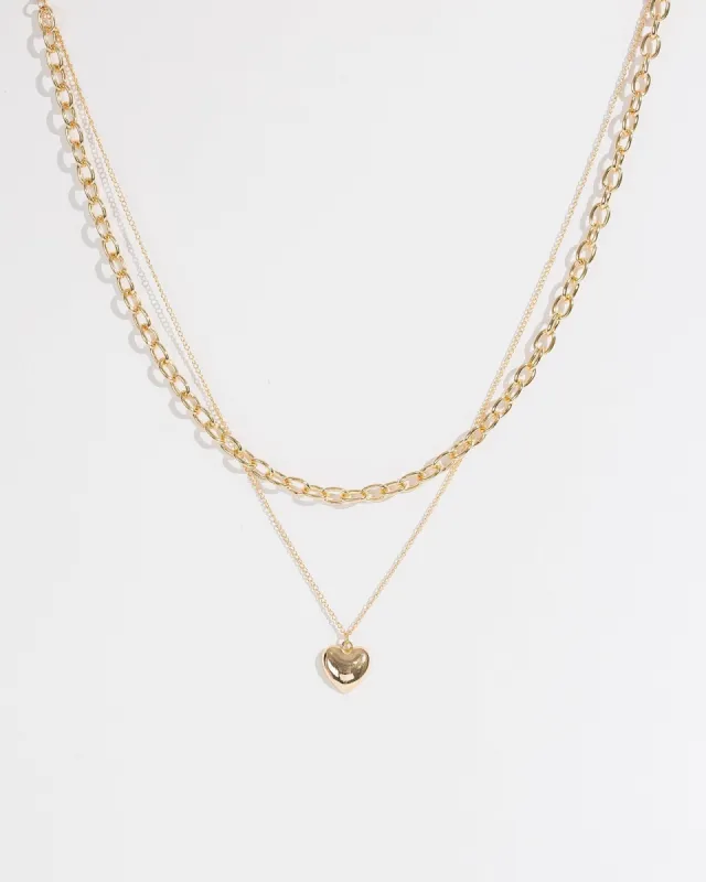 Gold Heart Pendant Layered Necklace sold by Collete Hayman