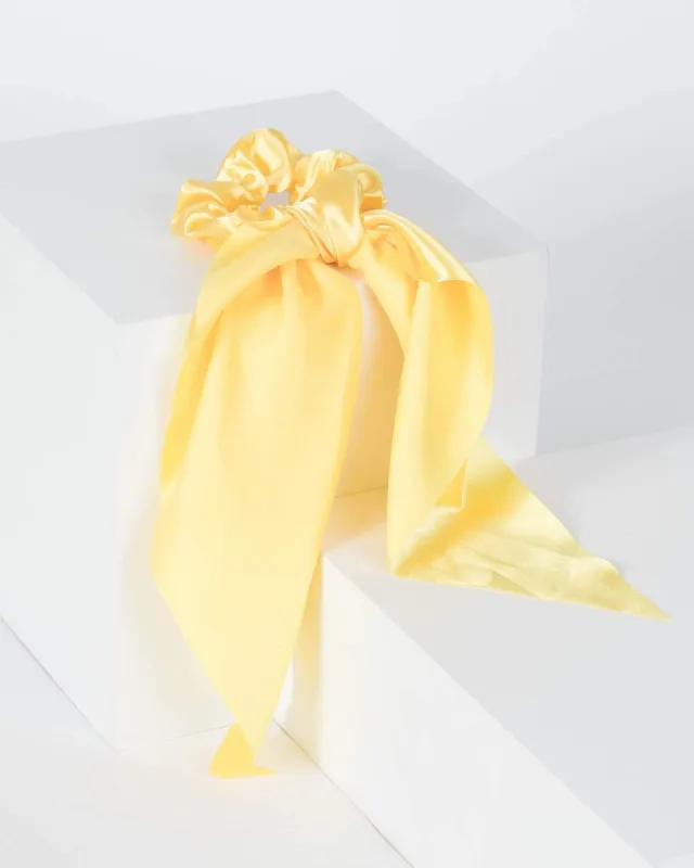 Yellow Soft Satin Scarf Scrunchie sold by Collete Hayman