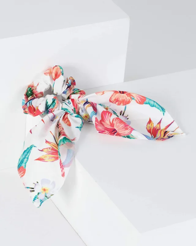 White Floral Scarf Scrunchie sold by Collete Hayman