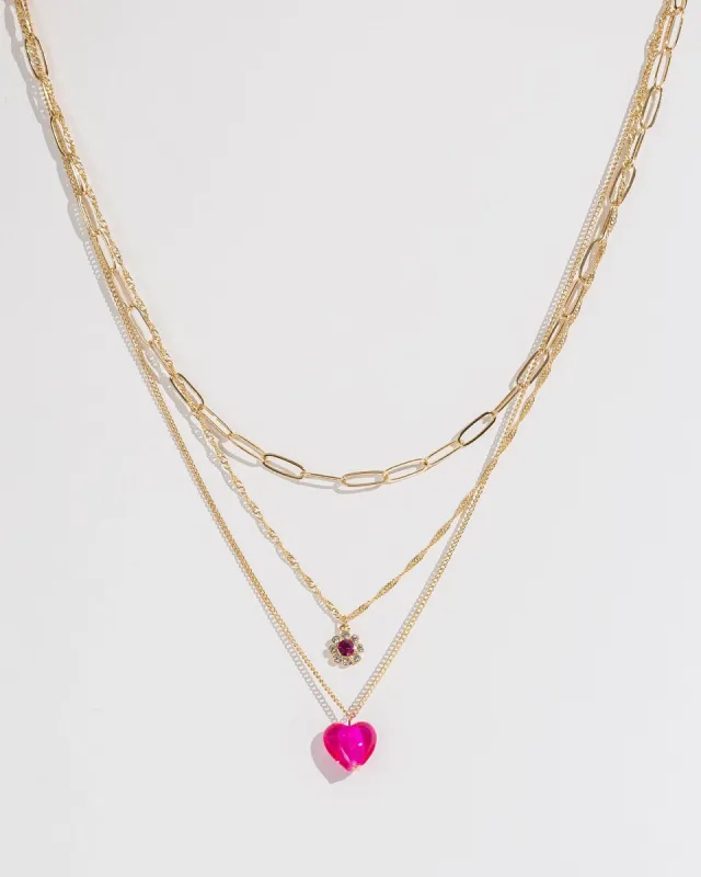 Gold Multi Pack Heart And Crystal Pendant Necklace sold by Collete Hayman