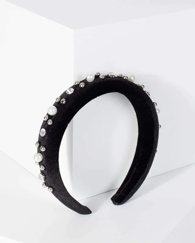 Black Pearl And Crystal Detail Headband sold by Collete Hayman