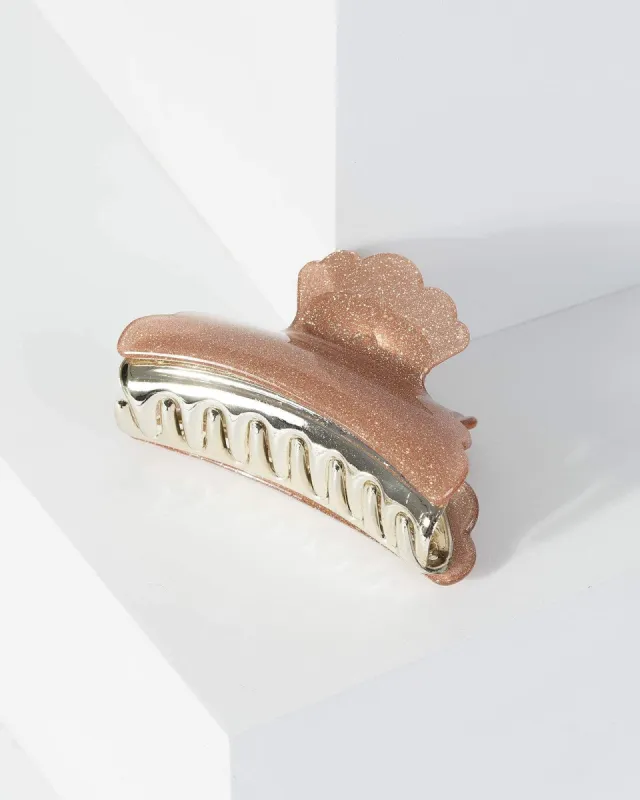 Rose Gold Frill Detail Glitter Claw Hair Clip sold by Collete Hayman