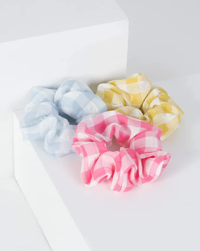 Multi Colour Large Check Scrunchie Set sold by Collete Hayman