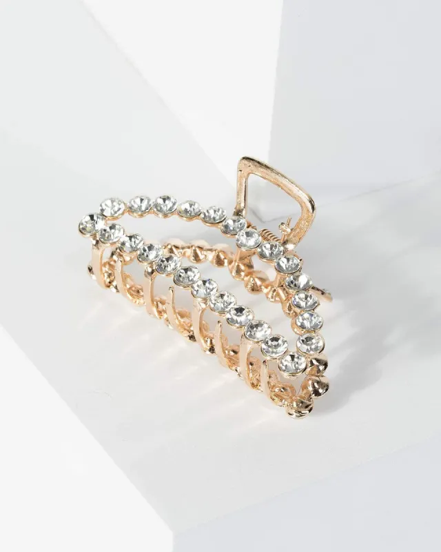 Gold Round Crystal Detail Claw Hair Clip sold by Collete Hayman