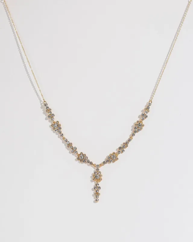 Gold Crystal Cluster V Necklace sold by Collete Hayman