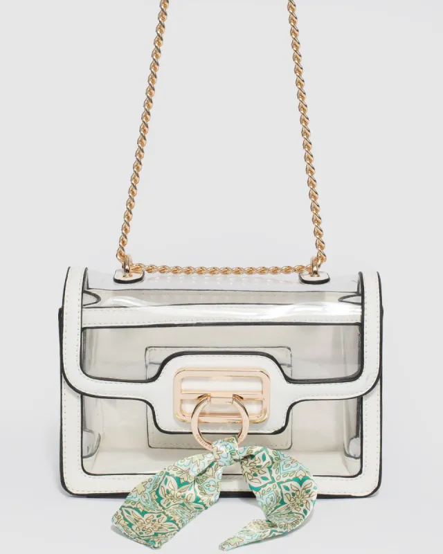 White Anna Chain Crossbody Bag sold by Collete Hayman