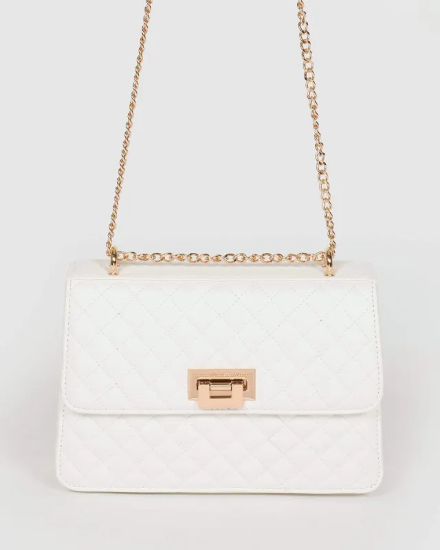 White Adie Quilt Crossbody Bag sold by Collete Hayman