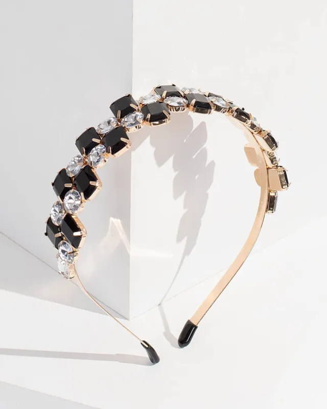 Black Square And Round Crystal Headband sold by Collete Hayman