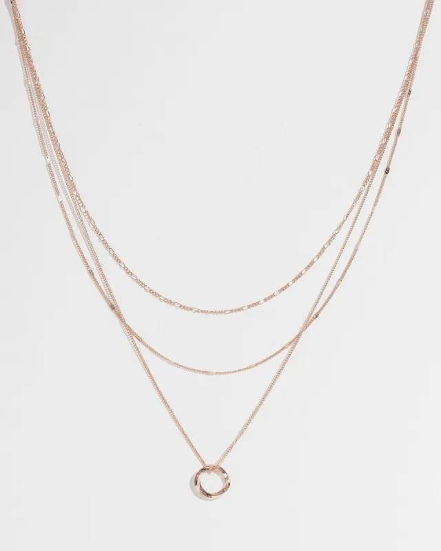 Rose Gold Fine Chain Circle Necklace Pack sold by Collete Hayman