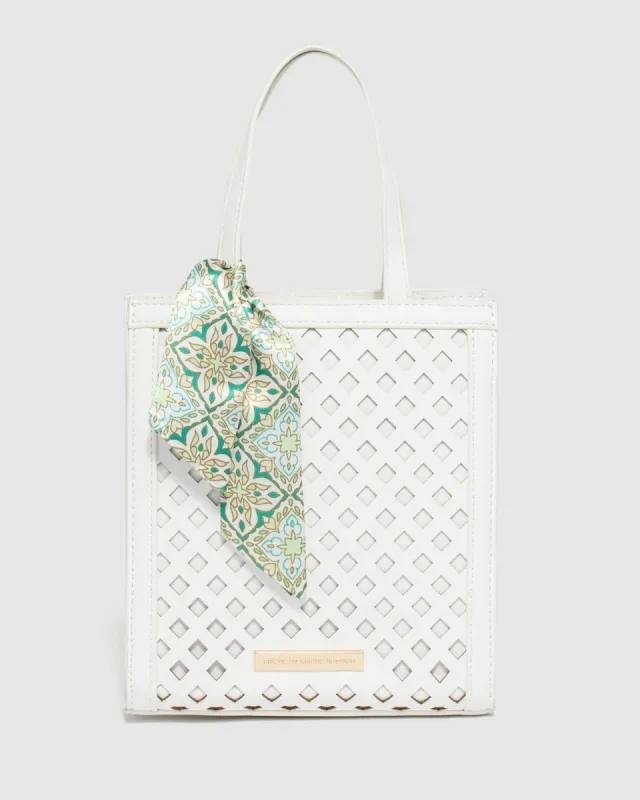 White Rosie Mini Tote Bag sold by Collete Hayman
