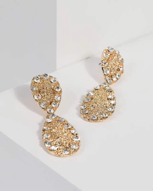 Gold Crystal Clustered Earrings sold by Collete Hayman