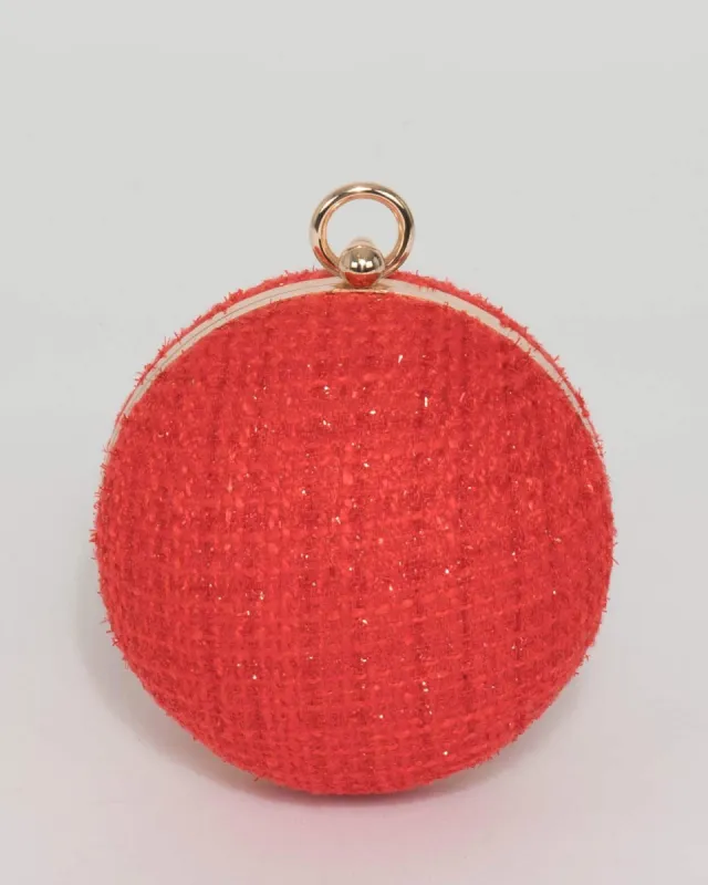 Red Miley Round Clutch Bag sold by Collete Hayman