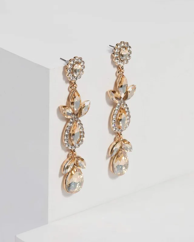 Gold Halo Crystal Drop Earrings sold by Collete Hayman