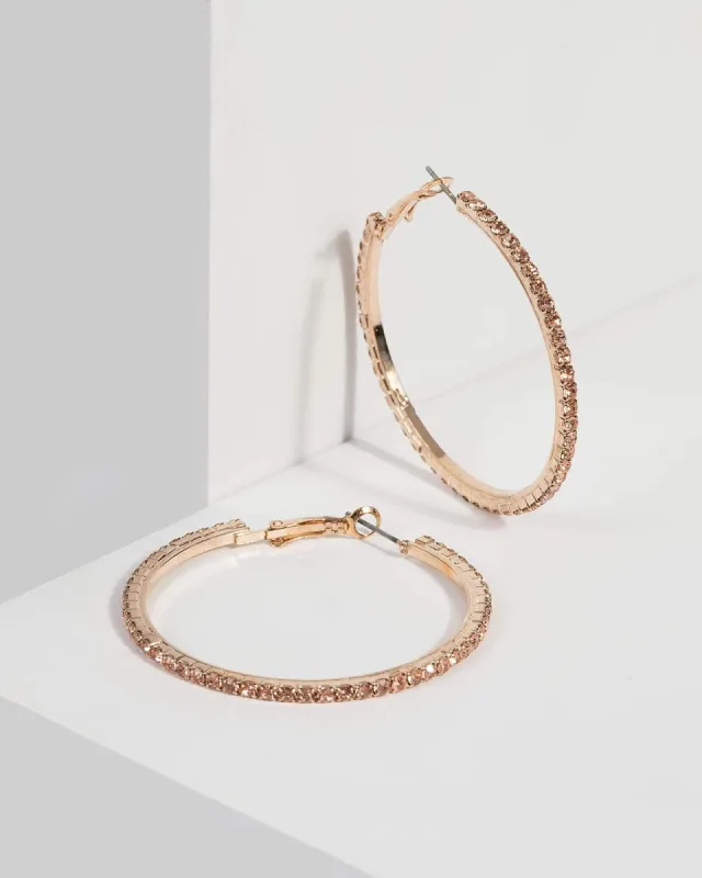 Peach Crystal Hoop Earrings sold by Collete Hayman