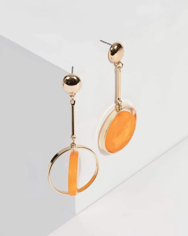 Orange Acrylic Drop Stud Earrings sold by Collete Hayman