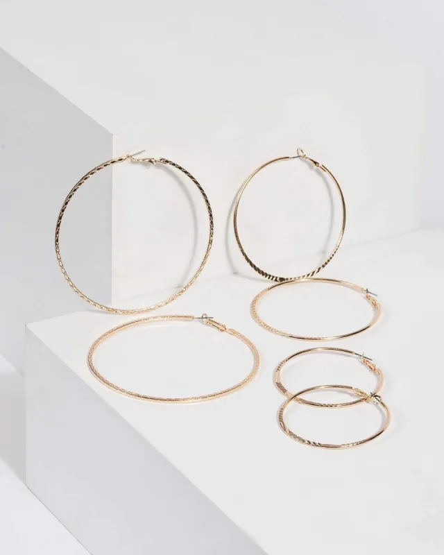 Gold Multi Thin Hoop Earrings sold by Collete Hayman