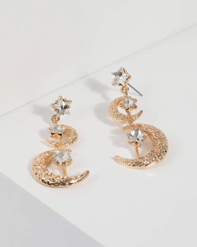 Crystal Moon Star Drop Earrings sold by Collete Hayman