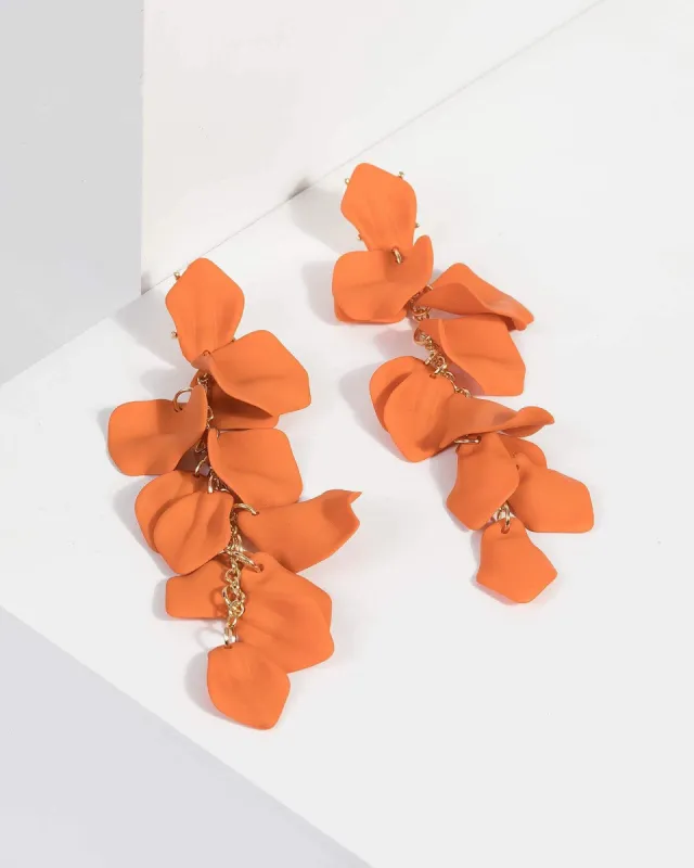 Orange Multi Leaf Drop Earrings sold by Collete Hayman