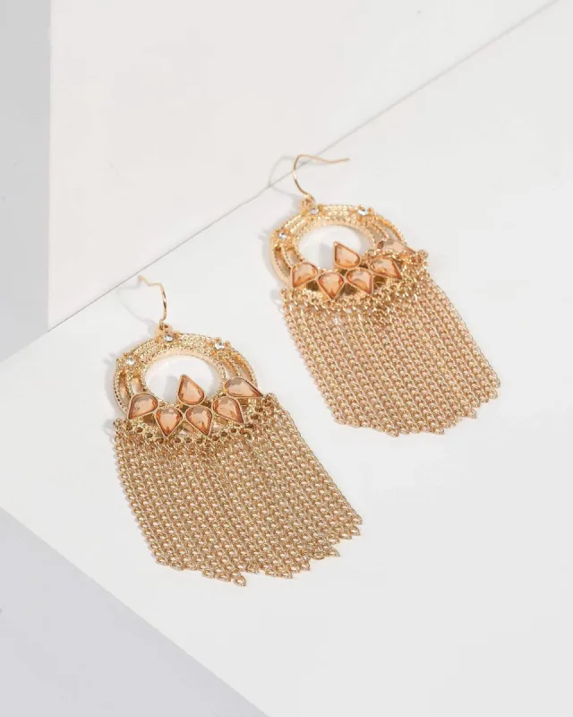 Gold Metal Hoop Drop Earrings sold by Collete Hayman