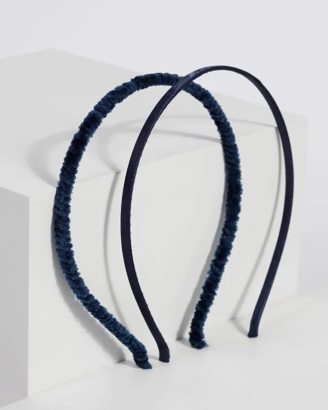 Navy Mixed Thin Headband sold by Collete Hayman