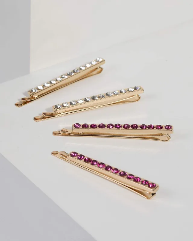 Gold Crystal Hair Slides sold by Collete Hayman