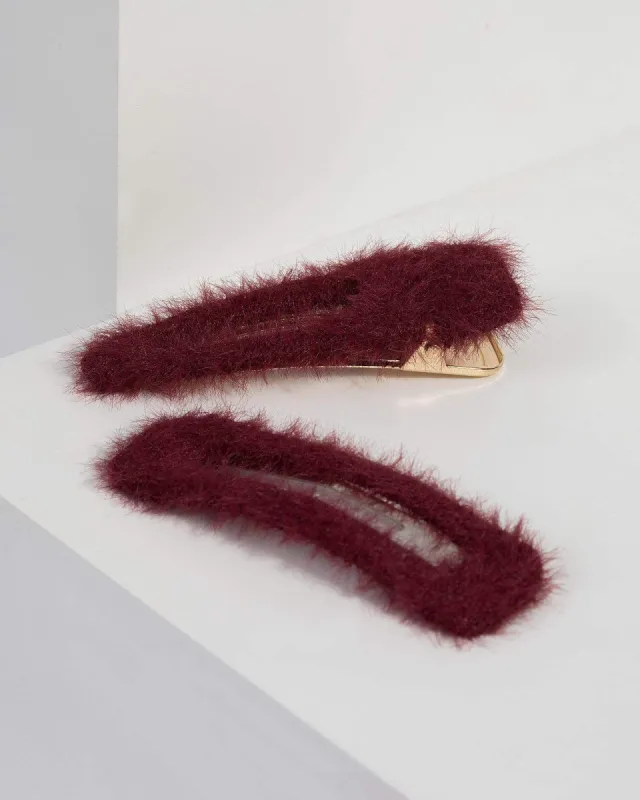Burgundy Multi Fluffy Clips sold by Collete Hayman
