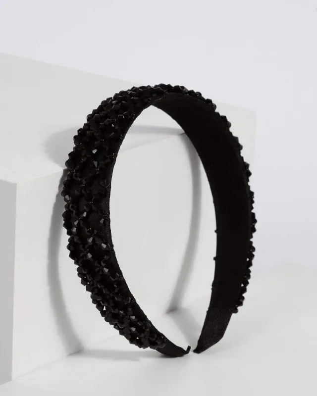 Black Thick Beaded Headband sold by Collete Hayman