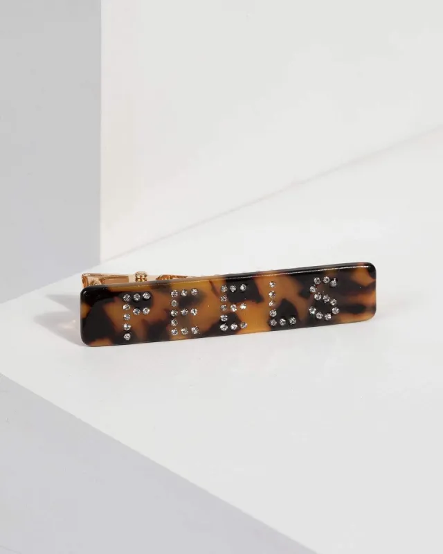 Brown Acrylic Text Hair Clip sold by Collete Hayman