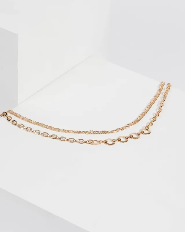 Gold Double Chain with Hoops Necklace sold by Collete Hayman