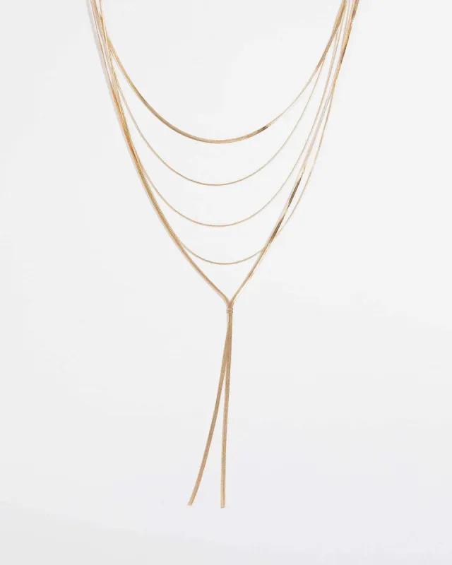 Gold Long Multi Chain Drop Necklace sold by Collete Hayman